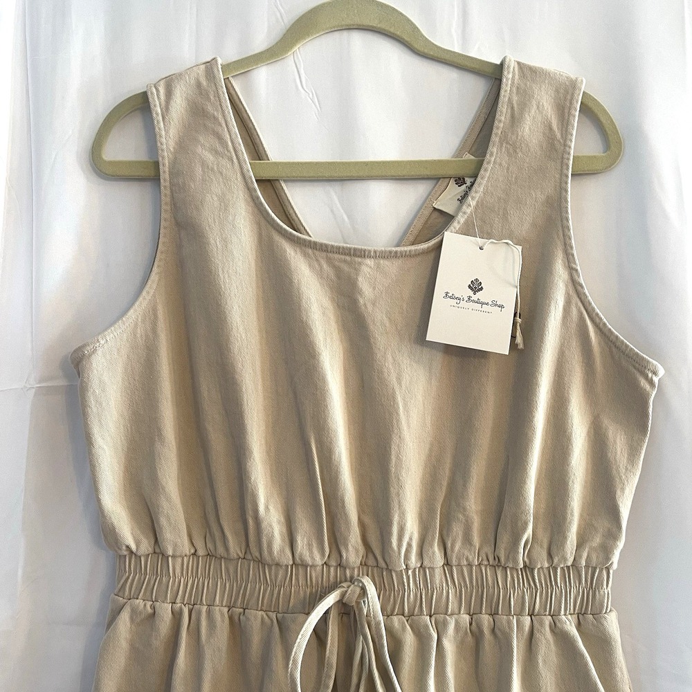 Betsey's Boutique Shop thick wide leg jumpsuit beige XL